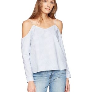 Calvin Klein Stripe Oxford Blouse Cold Shoulder